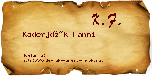 Kaderják Fanni névjegykártya